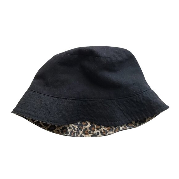 Leopard Print / Black Reversible Bucket Hat Size S - Picture 8 of 13
